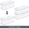image:imagemDesign Plastic Kitchen Pantry and Fridge Storage Organizer Box Containers with Hinged Lid for Shelves or Cabinets Holds Food Snacks Canned Drinks Seasoning Condiments or Utensils 4 Pack Clear