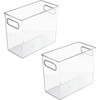 image:imagemDesign Plastic Modern Kitchen Pantry Food Storage Container Bin w Handles  Cabinet FridgeFreezer Countertop Organizer  SnacksDrinkAppliances Ligne Collection Clear 10x5x8 Pack of 210 x 5 x 8 Pack of 2
