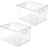 image:imagemDesign Plastic Modern Kitchen Pantry Food Storage Container Bin w Handles  Cabinet FridgeFreezer Countertop Organizer  SnacksDrinkAppliances Ligne Collection Clear 10x5x8 Pack of 212 x 10 x 775 Pack of 2
