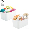 image:imagemDesign Plastic Portable Craft Storage Organizer Caddy Tote Divided Basket Bin wHandle  Craft Sewing Art Supplies  Holds Brushes Colored Pencils  Lumiere Collection  White 2 PackWhite