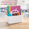 image:imagemDesign Plastic Portable Craft Storage Organizer Caddy Tote Divided Basket Bin wHandle  Craft Sewing Art Supplies  Holds Brushes Colored Pencils  Lumiere Collection  White 2 PackWhite