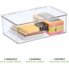 image:imagemDesign Plastic Stackable Home Office Supplies Storage Organizer Box with Hinged Lid  for Note Pads Gel Pens Staples Dry Erase Markers Tape  10 Inches Wide Pack of 4 32 Labels  Clear