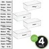 image:imagemDesign Plastic Stackable Home Office Supplies Storage Organizer Box with Hinged Lid  for Note Pads Gel Pens Staples Dry Erase Markers Tape  10 Inches Wide Pack of 4 32 Labels  Clear