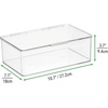 image:imagemDesign Plastic Stackable Home Office Supplies Storage Organizer Box with Hinged Lid  for Note Pads Gel Pens Staples Dry Erase Markers Tape  10 Inches Wide Pack of 4 32 Labels  Clear