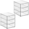 image:imagemDesign Plastic Stackable Organizer with 3 Drawers  PullOut Drawer Storage Bin for Bathroom SinkCabinet Organization  Perfect for Makeup Small Towels and More  Lumiere Collection 2 Pack Clear8 x 6 x 8 Pack of 2