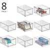 image:imagemDesign Plastic Stackable Organizer with 3 Drawers  PullOut Drawer Storage Bin for Bathroom SinkCabinet Organization  Perfect for Makeup Small Towels and More  Lumiere Collection 2 Pack Clear8 x 6 x 4 Pack of 8