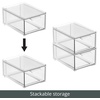 image:imagemDesign Plastic Stackable Organizer with 3 Drawers  PullOut Drawer Storage Bin for Bathroom SinkCabinet Organization  Perfect for Makeup Small Towels and More  Lumiere Collection 2 Pack Clear8x 6 x 4 Pack of 4