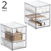 image:imagemDesign Plastic Stackable Organizer with 3 Drawers  PullOut Drawer Storage Bin for Bathroom SinkCabinet Organization  Perfect for Makeup Small Towels and More  Lumiere Collection 2 Pack Clear8 x 6 x 8 Pack of 2