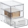 image:imagemDesign Plastic Stackable Organizer with 3 Drawers  PullOut Drawer Storage Bin for Bathroom SinkCabinet Organization  Perfect for Makeup Small Towels and More  Lumiere Collection 2 Pack Clear8 x 6 x 8 Pack of 4
