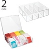 image:imagemDesign Plastic Stackable Tea Bag Storage Bin Organizer Box Holder with Lid for Kitchen Cabinets Countertops Pantry  Container Holds Beverage Bags Pods Packets  2 Pack Clear