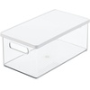 image:imagemDesign Plastic Storage Bin Box Container with Lid BuiltIn Handles Organization for Pens Pencils or Work Supplies in Home Office Cabinet or Desk Top Ligne Collection ClearWhite