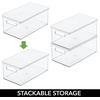 image:imagemDesign Plastic Storage Bin Box Container with Lid BuiltIn Handles Organization for Pens Pencils or Work Supplies in Home Office Cabinet or Desk Top Ligne Collection ClearWhite