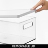 image:imagemDesign Plastic Storage Bin Box Container with Lid BuiltIn Handles Organization for Pens Pencils or Work Supplies in Home Office Cabinet or Desk Top Ligne Collection ClearWhite