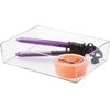 image:imagemDesign Plastic Storage Organizer Tray for Bathroom Vanity Countertops Closets Dressers  Holder for Guest Hand Towels Watches Earrings Makeup Brushes Reading Glasses Perfume  Clear