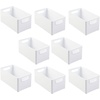 image:imagemDesign Plastic Storage Organizer Wide Container Bin with Handles for Bathroom Home Organization  Holds Vitamins Supplements Makeup Styling Tools  Ligne Collection  8 Pack  White