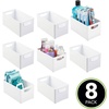 image:imagemDesign Plastic Storage Organizer Wide Container Bin with Handles for Bathroom Home Organization  Holds Vitamins Supplements Makeup Styling Tools  Ligne Collection  8 Pack  White