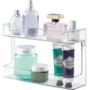 image:imagemDesign Plastic Wall Mount 2 Tier Storage Organizer Shelf for Bathroom Kitchen Holds Vitamins Supplements Aspirin Medicine Bottles Nail Polish Cosmetics and More Ligne Collection  Clear