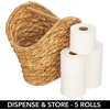 image:imagemDesign Rustic Farmhouse Water Hyacinth Toilet Paper HolderDispenser Basket with Dowel Rod  Storage Organizer for Master or Guest Bathroom Organization  Holds 5 Rolls of Toilet Paper  NaturalTan