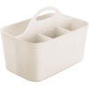 image:imagemDesign Small Plastic ShowerBath Storage Organizer Caddy Tote with Handle for Dorm Shelf Cabinet  Hold Soap Shampoo Conditioner Combs Brushes Lumiere Collection CreamBeigeCream