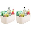 image:imagemDesign Small Plastic ShowerBath Storage Organizer Caddy Tote with Handle for Dorm Shelf Cabinet  Hold Soap Shampoo Conditioner Combs Brushes Lumiere Collection CreamBeigeCream