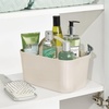 image:imagemDesign Small Plastic ShowerBath Storage Organizer Caddy Tote with Handle for Dorm Shelf Cabinet  Hold Soap Shampoo Conditioner Combs Brushes Lumiere Collection CreamBeigeCream