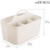 image:imagemDesign Small Plastic ShowerBath Storage Organizer Caddy Tote with Handle for Dorm Shelf Cabinet  Hold Soap Shampoo Conditioner Combs Brushes Lumiere Collection CreamBeigeCream