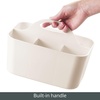 image:imagemDesign Small Plastic ShowerBath Storage Organizer Caddy Tote with Handle for Dorm Shelf Cabinet  Hold Soap Shampoo Conditioner Combs Brushes Lumiere Collection CreamBeigeCream