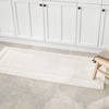 image:imagemDesign Soft 100 Cotton Luxury HotelStyle Rectangular Spa Mat Rug Plush Water Absorbent Decorative Border for Bathroom Vanity BathtubShower Machine Washable Long Runner  60 x 21  NaturalTanNatural