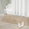 image:imagemDesign Soft 100 Cotton Luxury HotelStyle Rectangular Spa Mat Rug Plush Water Absorbent Decorative Border for Bathroom Vanity BathtubShower Machine Washable Long Runner  60 x 21  NaturalTanLinen