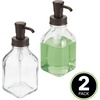 image:imagemDesign Square Glass Refillable Liquid Soap Dispenser Pump Bottle for Bathroom Vanity Countertop Kitchen Sink  Holds Hand Soap Dish Soap Hand Sanitizer Essential Oils  2 Pack  ClearBronzeClearBronze