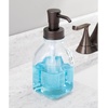 image:imagemDesign Square Glass Refillable Liquid Soap Dispenser Pump Bottle for Bathroom Vanity Countertop Kitchen Sink  Holds Hand Soap Dish Soap Hand Sanitizer Essential Oils  2 Pack  ClearBronzeClearBronze