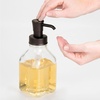 image:imagemDesign Square Glass Refillable Liquid Soap Dispenser Pump Bottle for Bathroom Vanity Countertop Kitchen Sink  Holds Hand Soap Dish Soap Hand Sanitizer Essential Oils  2 Pack  ClearBronzeClearBronze