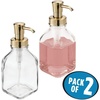 image:imagemDesign Square Glass Refillable Liquid Soap Dispenser Pump Bottle for Bathroom Vanity Countertop Kitchen Sink  Holds Hand Soap Dish Soap Hand Sanitizer Essential Oils  2 Pack  ClearBronzeClearSoft Brass