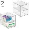 image:imagemDesign Stackable Storage Containers Box with 2 PullOut Drawers  Stacking Plastic Drawer Bins for Master or Guest Bathroom Linen Closet Vanity or Makeup Table  Lumiere Collection  2 Pack Clear2
