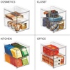 image:imagemDesign Stackable Storage Containers Box with 2 PullOut Drawers  Stacking Plastic Drawer Bins for Master or Guest Bathroom Linen Closet Vanity or Makeup Table  Lumiere Collection  2 Pack Clear2