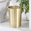 image:imagemDesign Stainless Steel Round Metal Trash Can Small 28 Gallon Wastebasket Garbage Basket Bin for Bathroom Bedroom Kitchen or Home Office Holds Waste and Recycle Mirri Collection BrushedSoft Brass