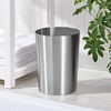 image:imagemDesign Stainless Steel Round Metal Trash Can Small 28 Gallon Wastebasket Garbage Basket Bin for Bathroom Bedroom Kitchen or Home Office Holds Waste and Recycle Mirri Collection BrushedBrushed