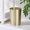 image:imagemDesign Stainless Steel Round Metal Trash Can Small 28 Gallon Wastebasket Garbage Basket Bin for Bathroom Bedroom Kitchen or Home Office Holds Waste and Recycle Mirri Collection BrushedSoft Brass