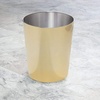 image:imagemDesign Stainless Steel Round Metal Trash Can Small 28 Gallon Wastebasket Garbage Basket Bin for Bathroom Bedroom Kitchen or Home Office Holds Waste and Recycle Mirri Collection BrushedSoft Brass
