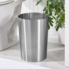 image:imagemDesign Stainless Steel Round Metal Trash Can Small 28 Gallon Wastebasket Garbage Basket Bin for Bathroom Bedroom Kitchen or Home Office Holds Waste and Recycle Mirri Collection BrushedBrushed