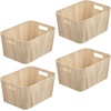 image:imagemDesign Wood Print Food Bin Box with Handles  Rustic Basket for Kitchen and Pantry Vegetable and Potato Storage  Perfect for Garlic Onions Fruit and More  16 Long  4 Pack  White