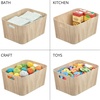 image:imagemDesign Wood Print Food Bin Box with Handles  Rustic Basket for Kitchen and Pantry Vegetable and Potato Storage  Perfect for Garlic Onions Fruit and More  16 Long  4 Pack  White