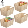 image:imagemDesign Wood Print Food Bin Box with Handles  Rustic Basket for Kitchen and Pantry Vegetable and Potato Storage  Perfect for Garlic Onions Fruit and More  16 Long  4 Pack  White