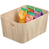 image:imagemDesign Wood Print Food Bin Box with Handles  Rustic Basket for Kitchen and Pantry Vegetable and Potato Storage  Perfect for Garlic Onions Fruit and More  16 Long  4 Pack  White