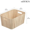 image:imagemDesign Wood Print Food Bin Box with Handles  Rustic Basket for Kitchen and Pantry Vegetable and Potato Storage  Perfect for Garlic Onions Fruit and More  16 Long  4 Pack  White