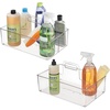 image:imagemDesign Large Plastic Divided Portable Storage Organizer Caddy Tote Basket Bin with Handle for Kitchen Pantry Countertop Cabinet Cupboard  Ligne Collection  2 Pack  Clear
