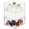image:imagemDesign Makeup Organizer for Bathroom Bedroom and Vanity Countertops and Drawers Storage Bins for Cosmetics Brushes Eyeshadow Palettes Lipstick Blush  Square  3 Pack ClearSoft Brass