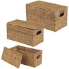 image:imagemDesign Natural Woven Seagrass Closet Storage Organizer Basket Bin with Removeable Lids to use in Closet Bedroom Bathroom Entryway Office  Set of 3  Natural Finish