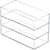 image:imagemDesign Plastic Beauty Organizer Bin for Bathroom Drawers Vanity or Countertops Storage for Makeup Brushes Palettes Blush Concealers or Hair Ties Lumiere Collection 3 Pack Clear