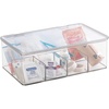 image:imagemDesign Plastic First Aid Kit Storage Box with Clear Top Lid for Bathroom Kitchen Cabinet Closet Drawer  Organizes Medicine Ointments Adhesive Bandages Dental 8 Divided Sections  Clear8 sections Pack of 1